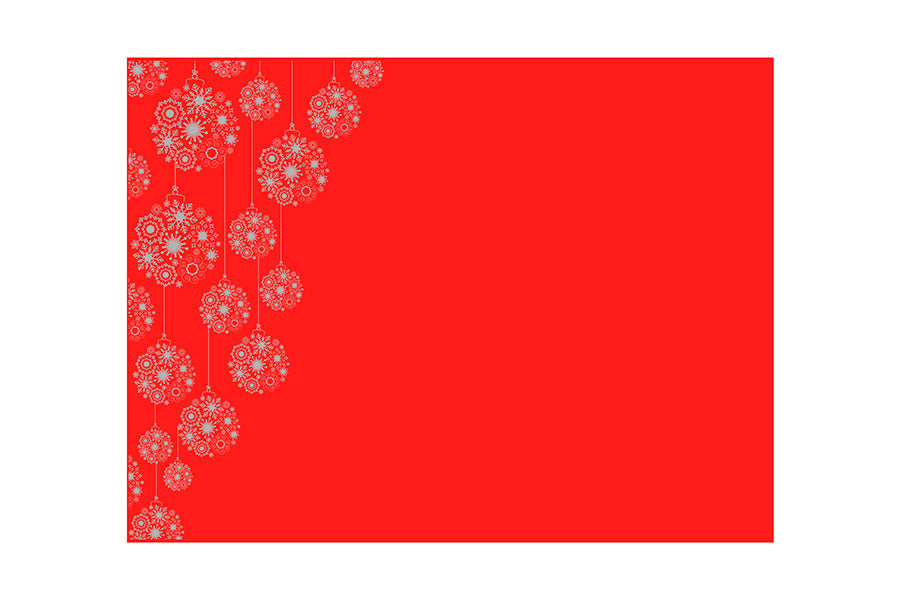 Mantel Air Soft 30x40cm Rojo Deco. Bolas Navidad Tinta Plata, 150uds