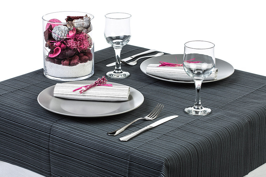 ; Mantel Air Soft 100x100cm Doblado 1/8 Negro Deco. Basic Blanco, 100uds