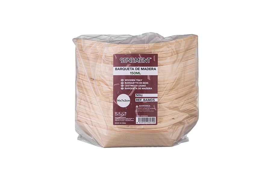 Barqueta de madera 150ml 14x7x2cm