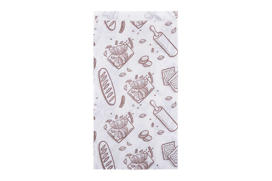 Bolsa Papel 14+7x28cm 40gr. Blanco Deco. Bakery