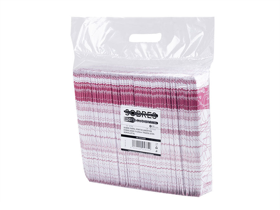 Sobre Papel Portacubiertos 11x25cm Trazos (Con Serv. 30x40 Blanca P.P 1/6) 800u Embolsados