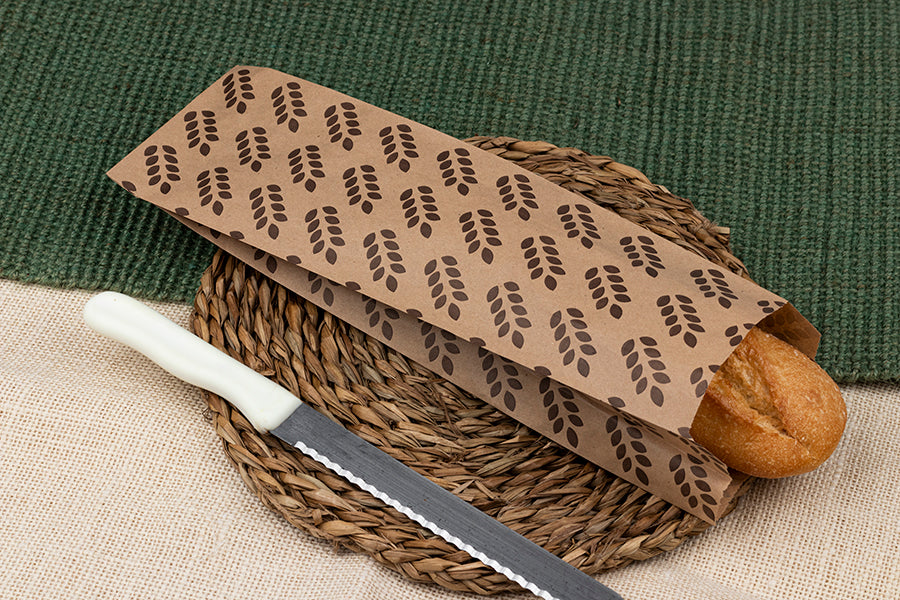 Bolsa Papel 9+5x32cm 35gr Kraft Deco. Espigas, 1.000uds