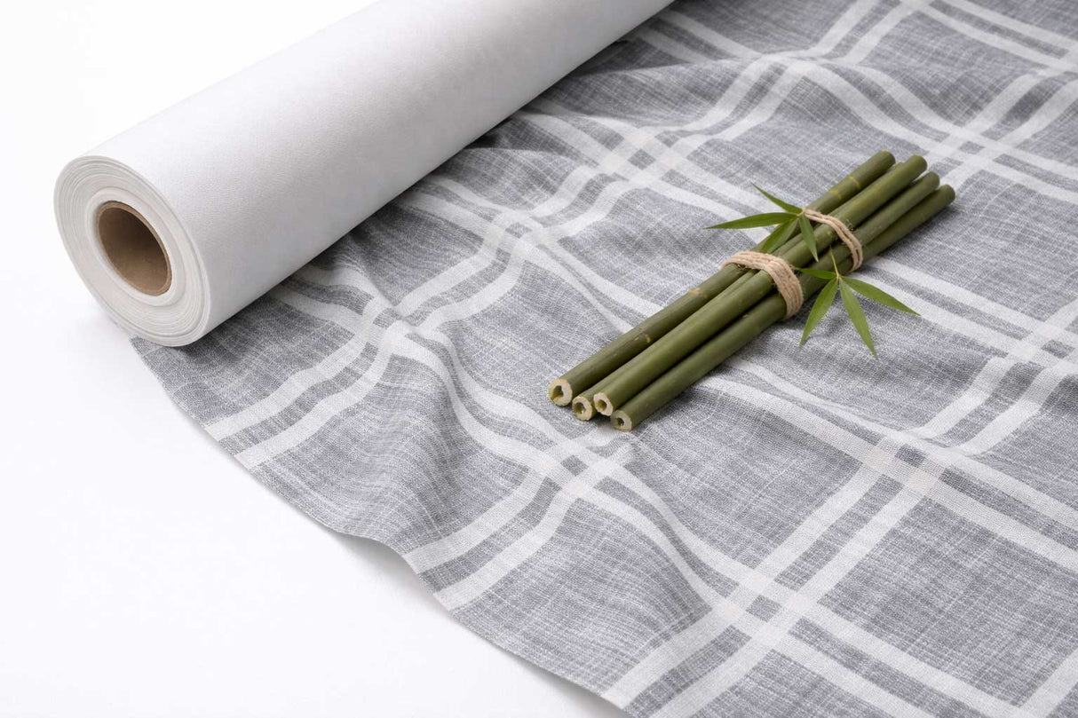 Rollo Mantel Bambulux 1x25m Blanco Deco. Menorca Gris