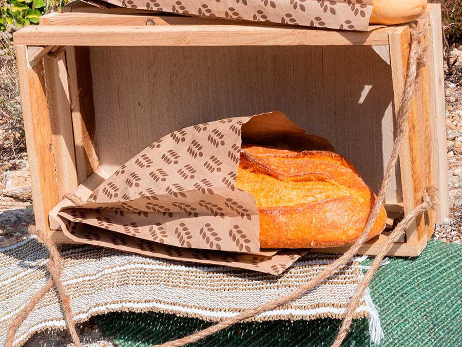 Bolsa Papel 18+7x50cm 40gr Kraft Deco. Espigas, 1.000uds