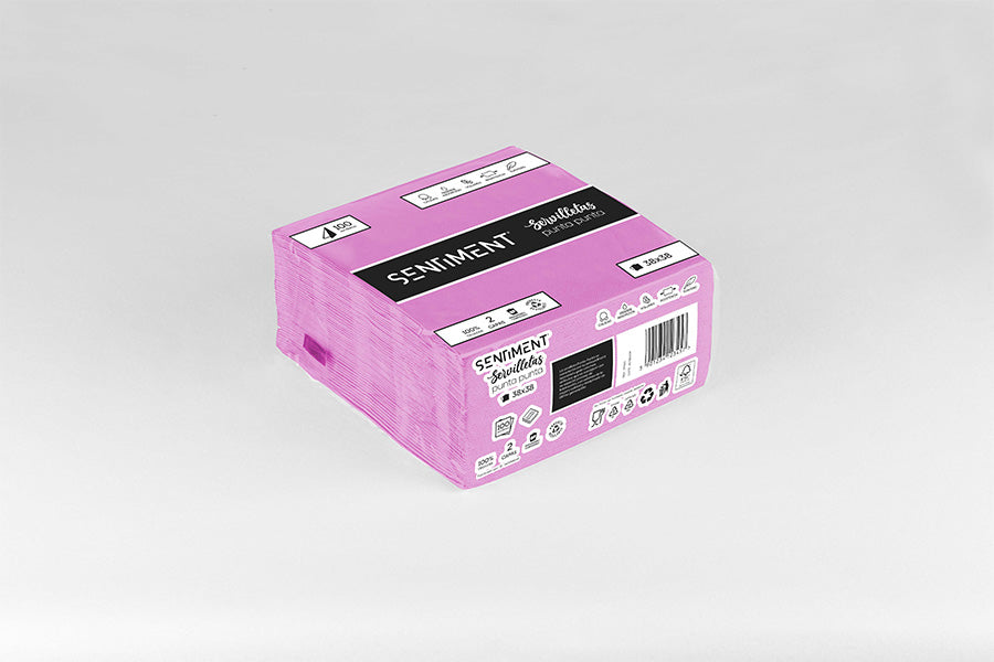 Servilleta Punta Punta 38x38cm Fucsia, 40uds 24paq -Sentiment-
