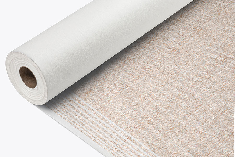 Bambutex Tablecloth Roll 1.2x25m White Deco. Nairobi Peach