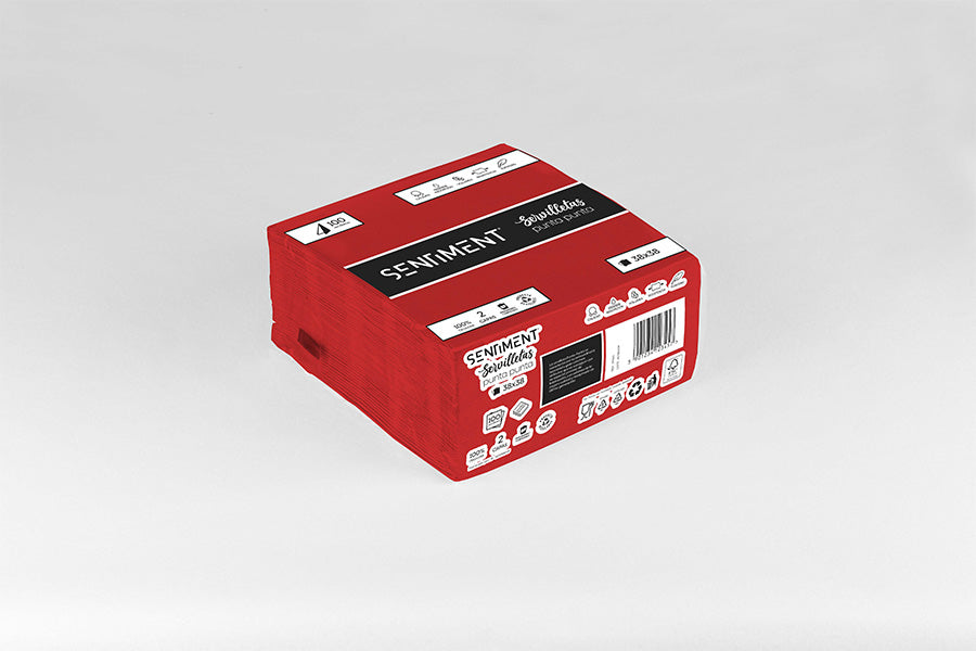 Servilleta 38x38 Punta Punta 40ud. 24 paquets. Rojo -Sentiment-