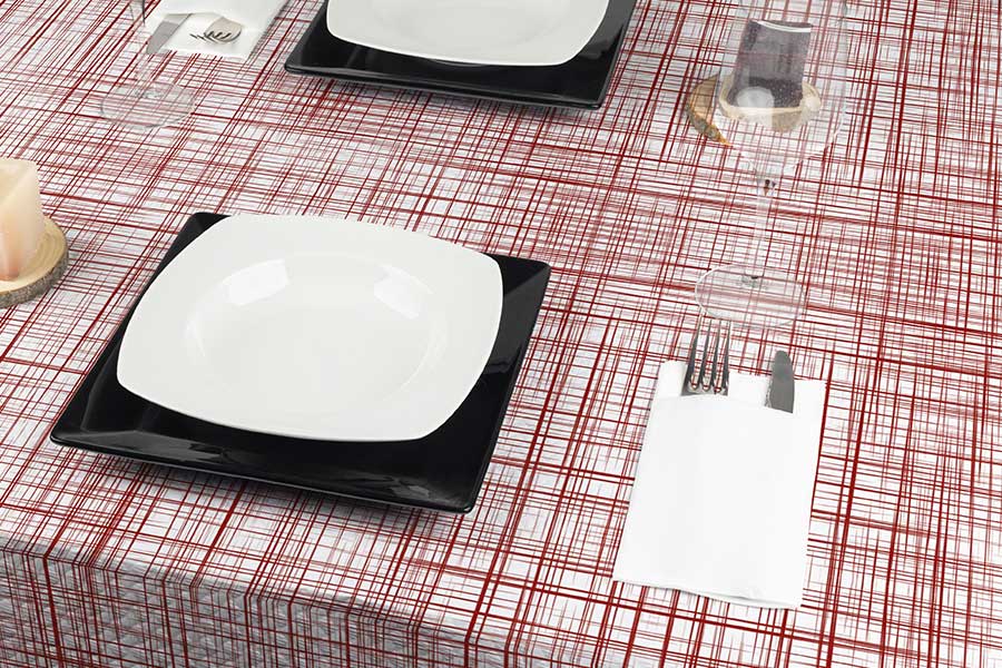 Mantel Papel 100x100cm Pleg. 1/8 Deco. Urban Burdeos, 250uds (Retractilado con código EAN)