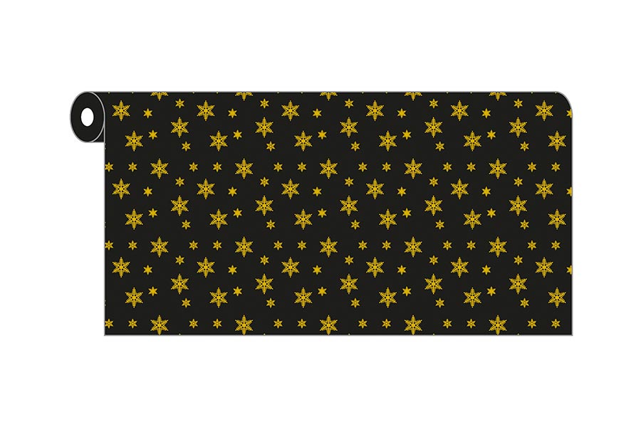 Rollo Novotex 1,20x50m Prec. 40cm Negro Deco. Estrellas (Tinta Oro)