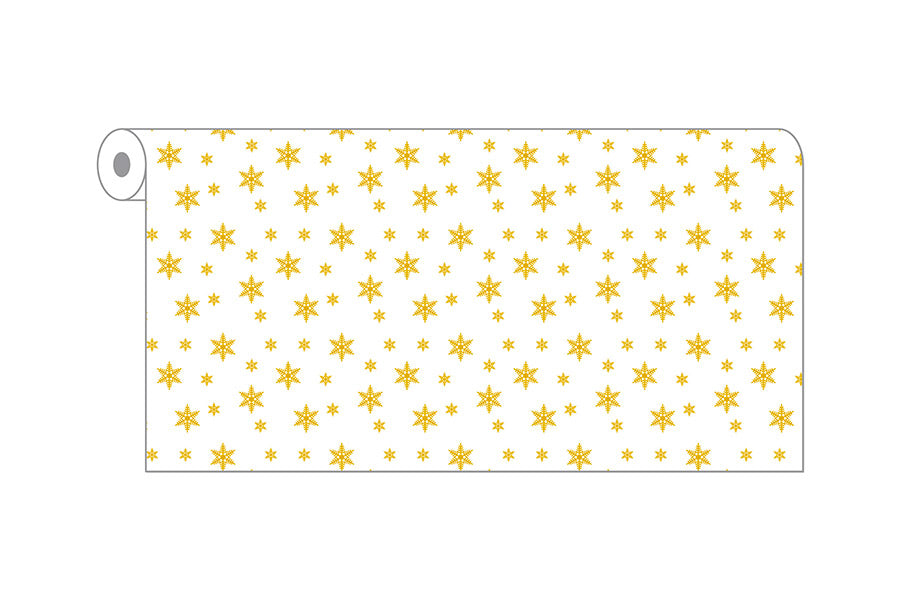 Rollo Novotex 1,20x50m Prec. 40cm Blanco Deco. Estrellas (Tinta Oro)