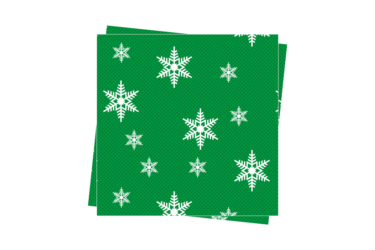 Servilleta Punta Punta 40x40cm Verde Deco. Estrellas (Tinta Blanca), 600uds