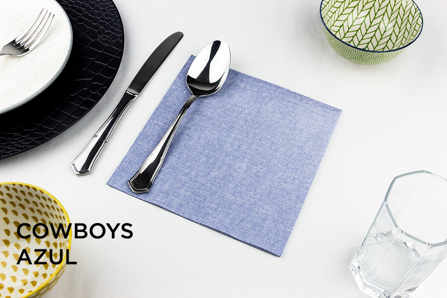 Servilleta Punta Punta 40x40cm Deco. Cow Boys Azul, 600uds