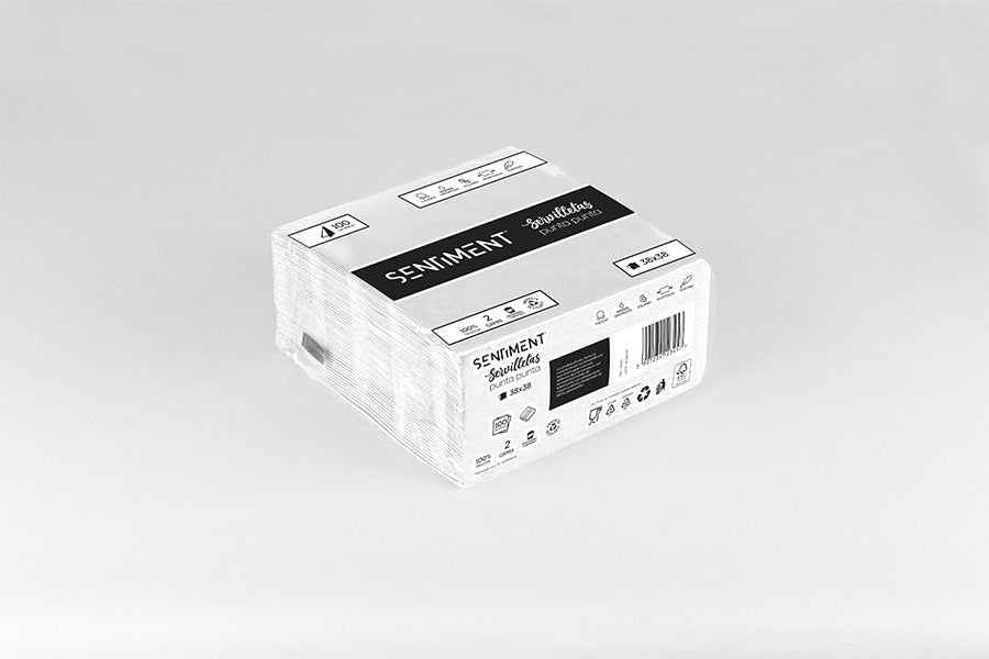 Servilleta Punta Punta 38x38cm Blanco, 40uds 24paq -Sentiment-