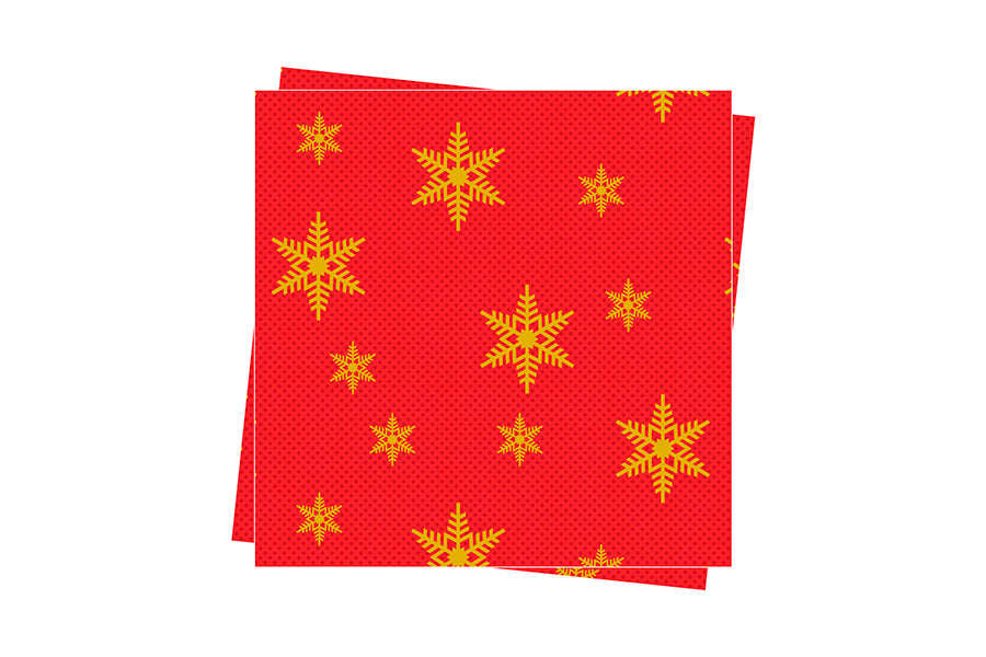 Servilleta Punta Punta 40x40cm Rojo Deco. Estrellas (Tinta Oro), 600uds