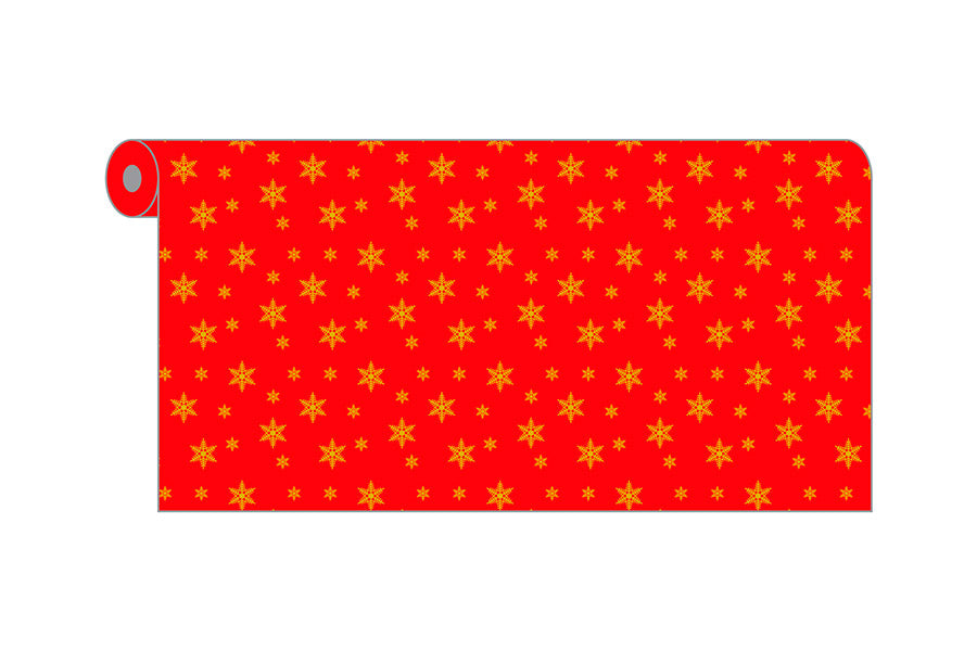 Rollo Novotex 1,20x50m Prec. 40cm Rojo Deco. Estrellas (Tinta Oro)