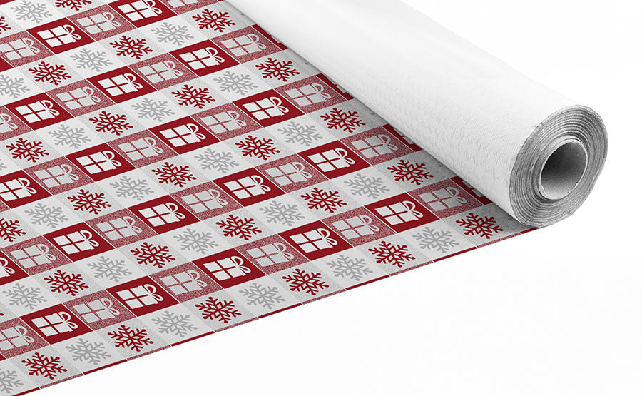 Rollo Mantel Papel 1,2x50m 37gr Blanco Deco. Copos Rojo (Tinta Roja/Gris)