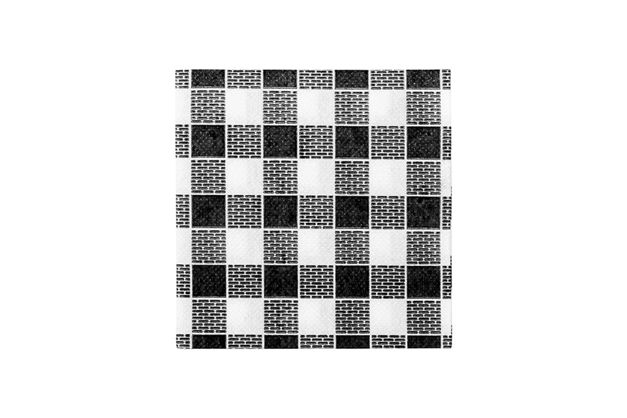 Servilleta Punta Punta 20x20cm Blanca Deco. Vichy Negro, 100uds 30pq
