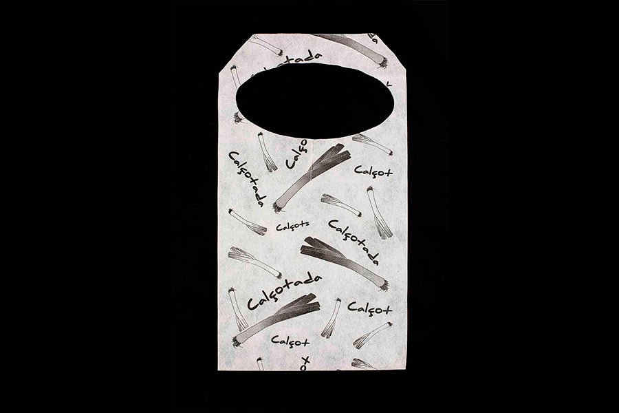 Peto Novotex 35x60cmTalla G Blanco Deco. Calçots Negro, 400uds