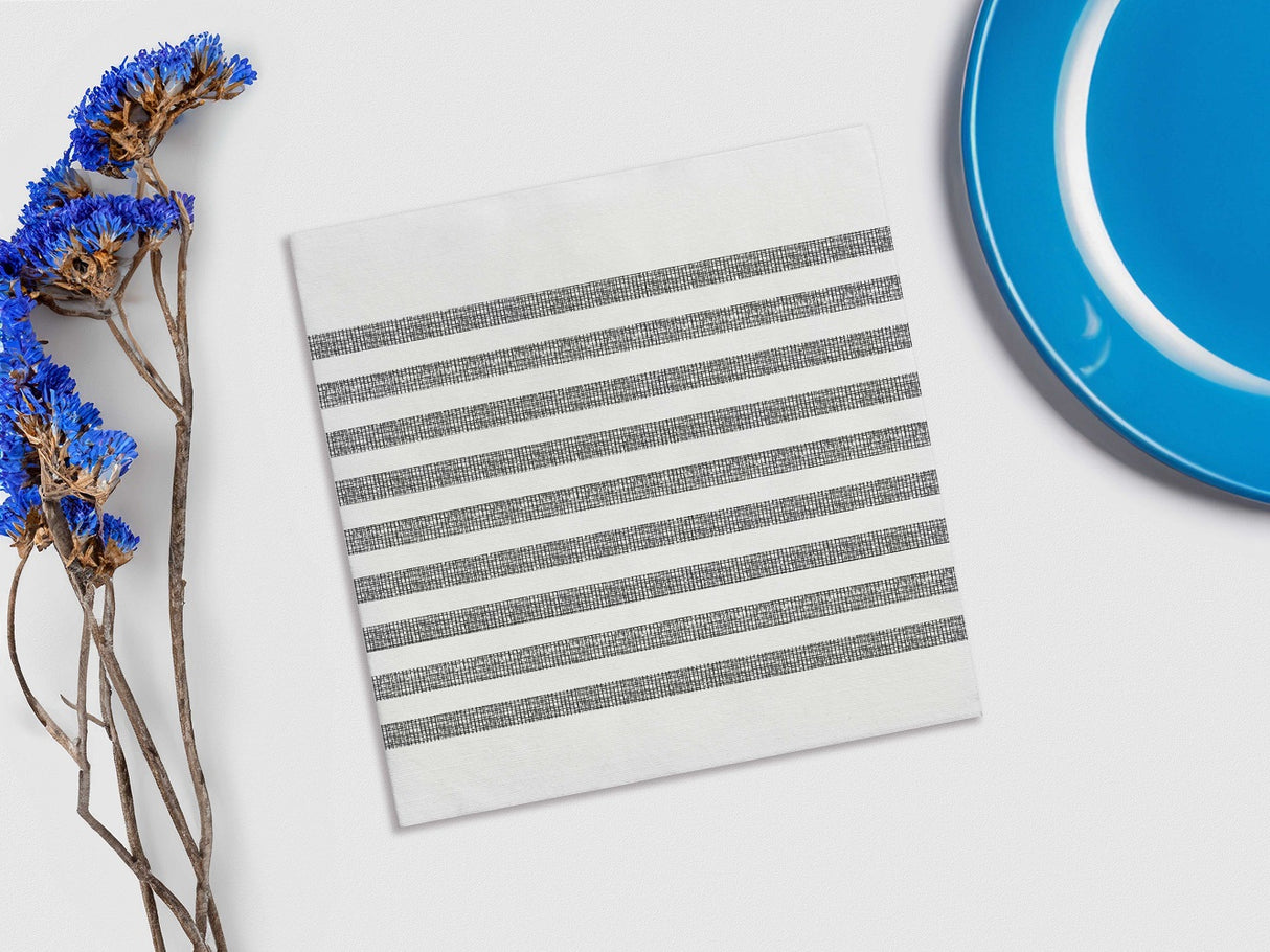 Servilleta Bambutex 48x48cm Blanco Deco. Marino Negro, 300uds