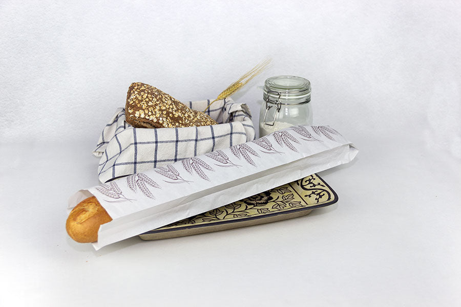 Bolsa Papel 12+6x58cm 40gr Blanco Deco. Espigas, 1.000uds