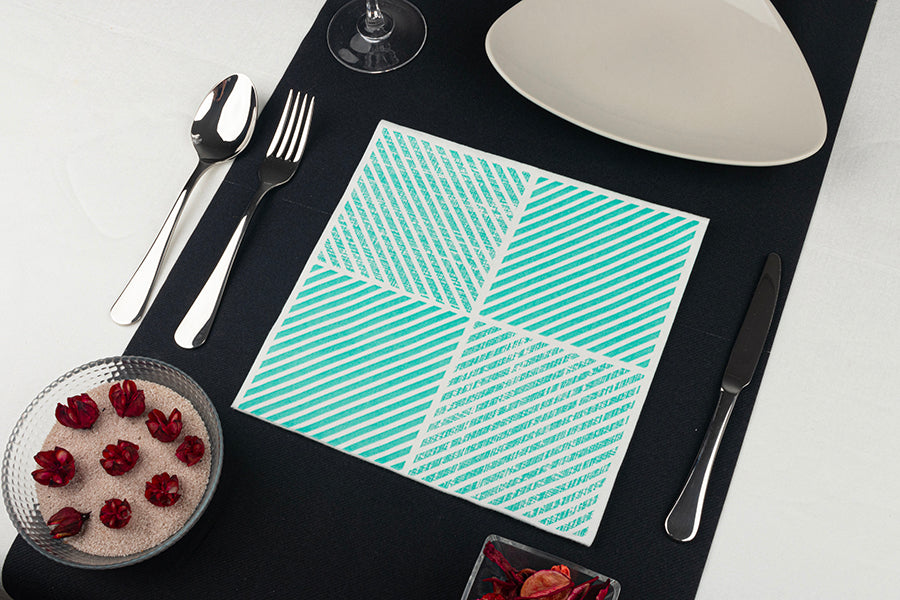 Servilleta Bambulux 48x48cm Deco. Diagonal Agua Marina. 240uds