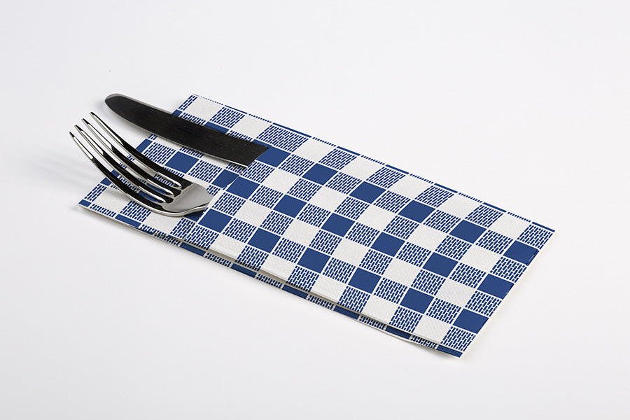 Kanguro Punta Punta 40x40cm Blanco Deco. Vichy Azul, 960uds