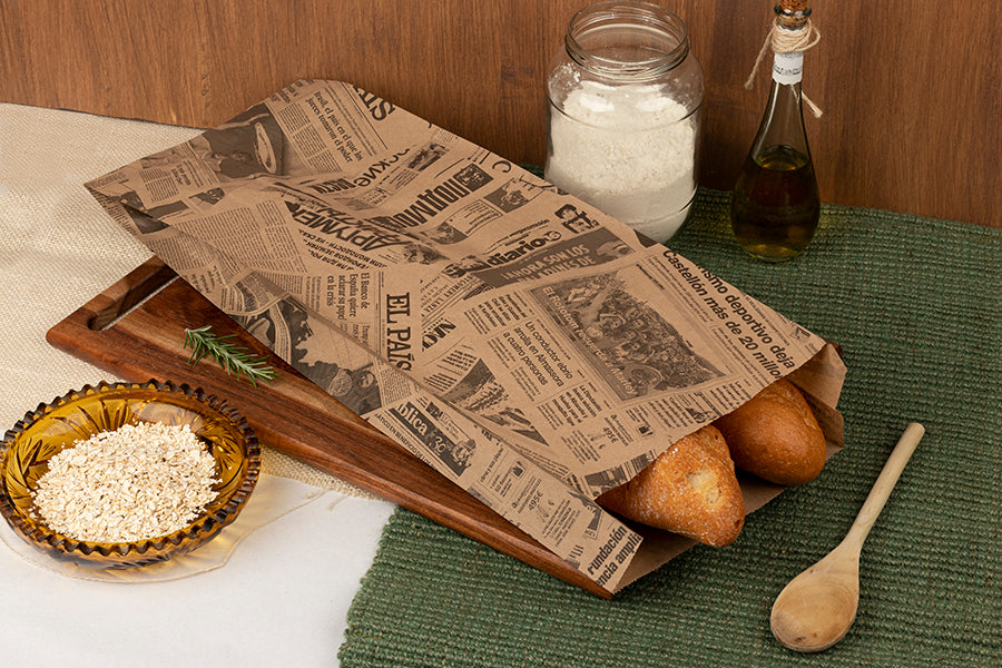 Bolsa Papel 18+7x50cm 40gr Kraft Deco. Prensa, 1.000uds