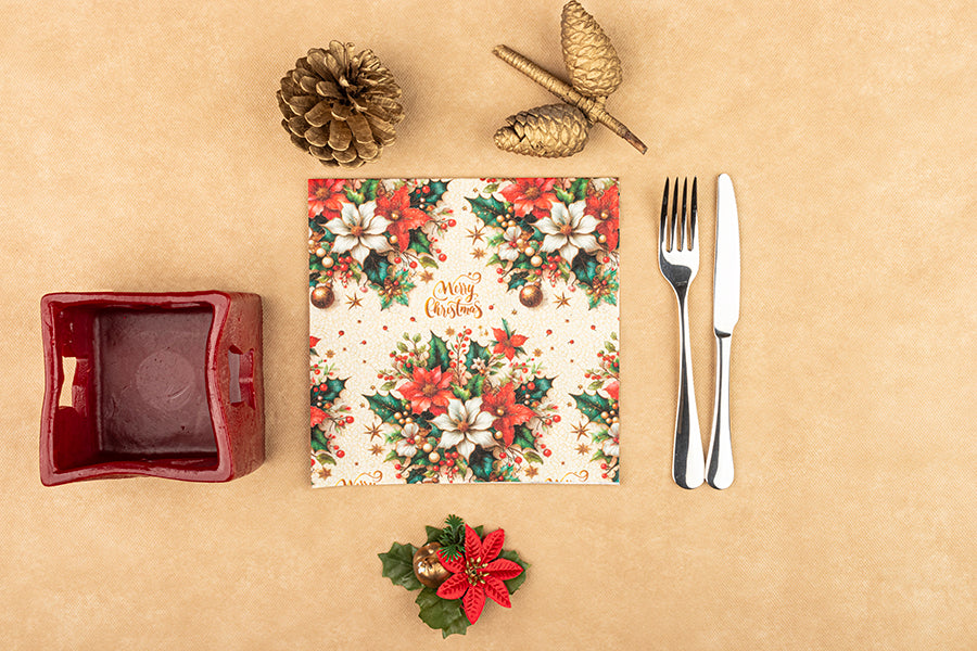 Servilleta Bambulux Imp. Digital 40x40cm Deco. Merry Christmas, 50uds