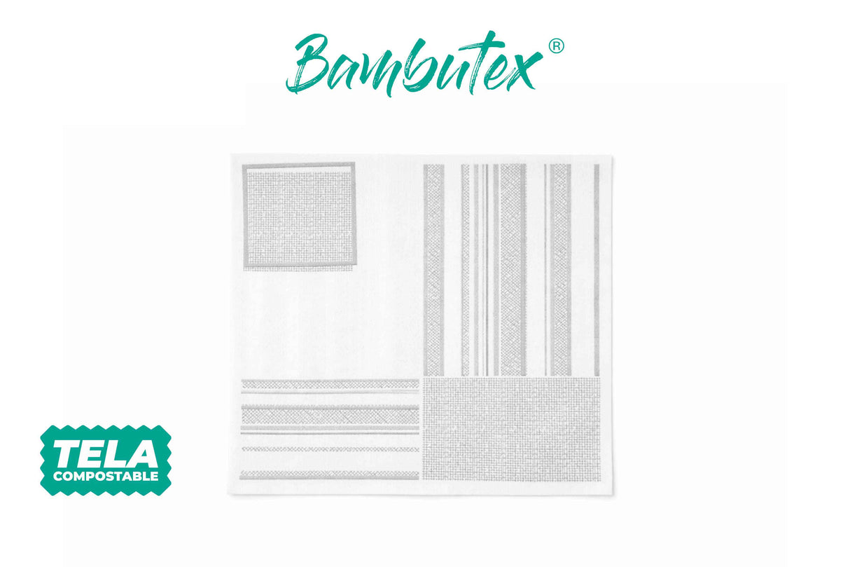 Servilleta Bambutex 48x48cm Deco. Campos Gris, 300uds