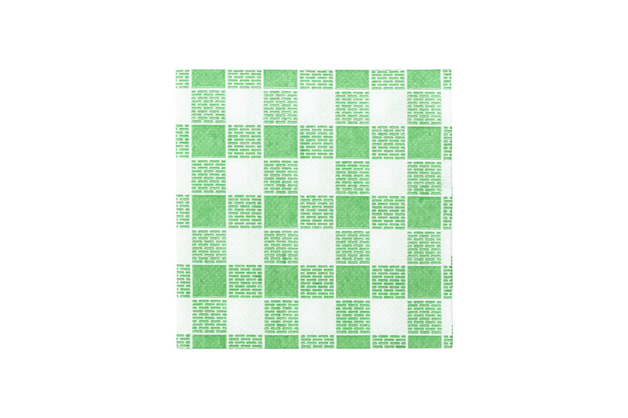 Servilleta Punta Punta 20x20cm Blanca Deco. Vichy Verde, 100uds 30pq