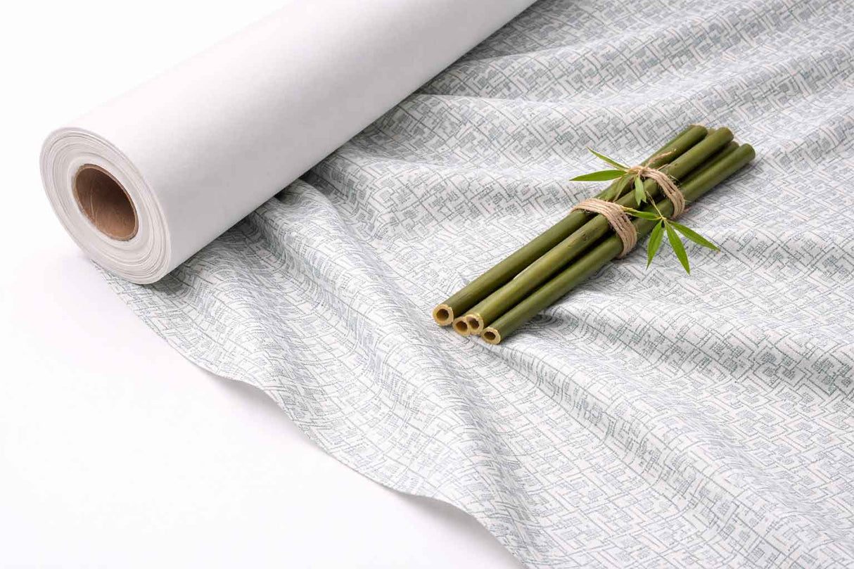 Rollo Mantel Bambulux 1x25m Blanco Deco. Montecarlo Gris