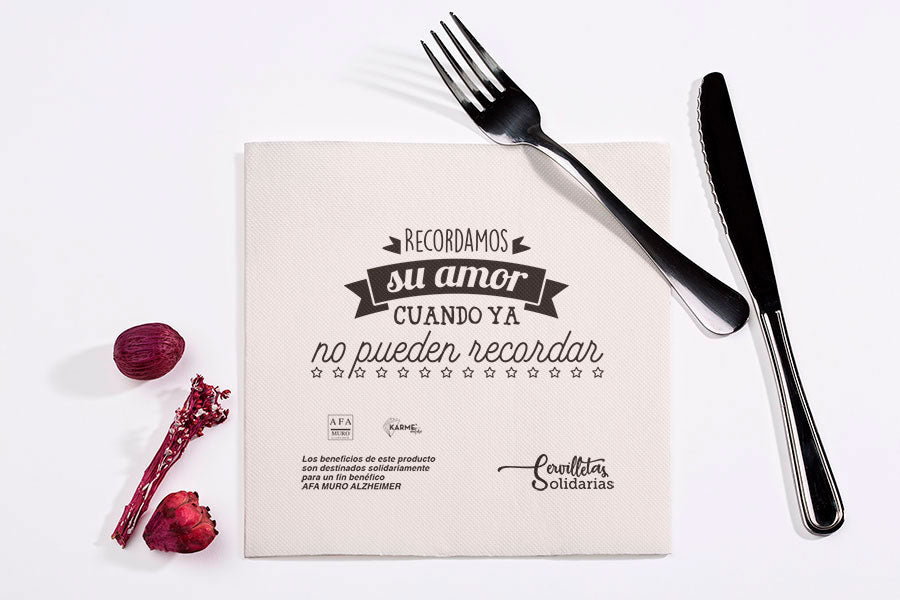 Servilletas Solidarias Punta Punta 40x40cm AFA, 600uds