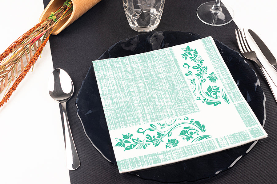 Servilleta Bambulux 40x40cm Deco. Venecia Agua Marina, 480uds