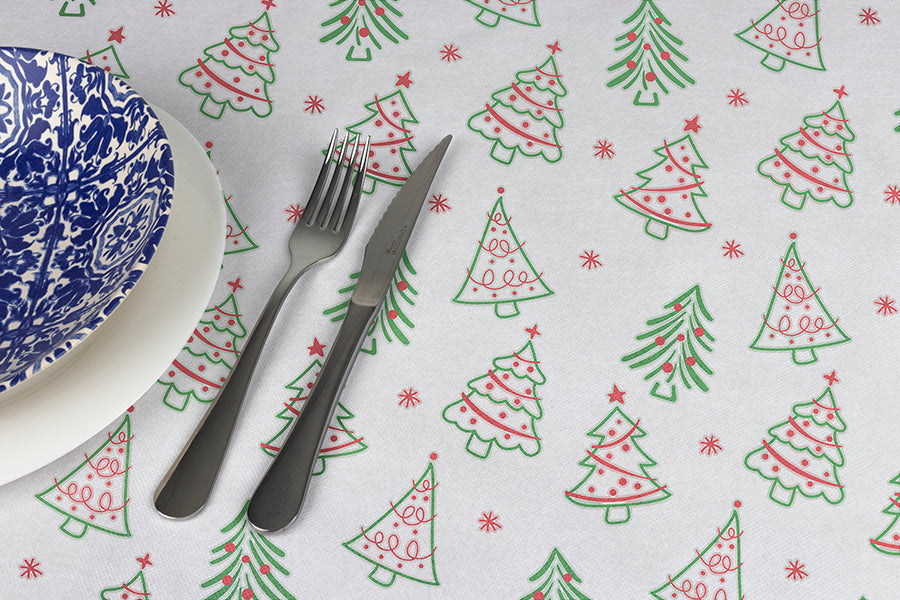 Rollo Novotex 1,20x50m Blanco Deco. Aspen (Tinta Verde y Rojo)