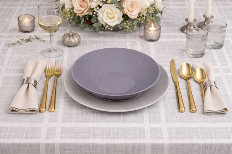 Mantel Cortado Bambulux 100x100cm Pleg. 1/8 Deco. Menorca Gris, 100uds