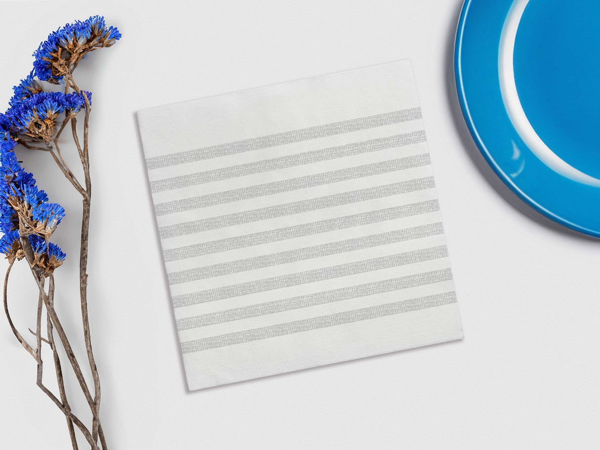 Servilleta Bambutex 48x48cm Blanco Deco. Marino Gris, 300uds