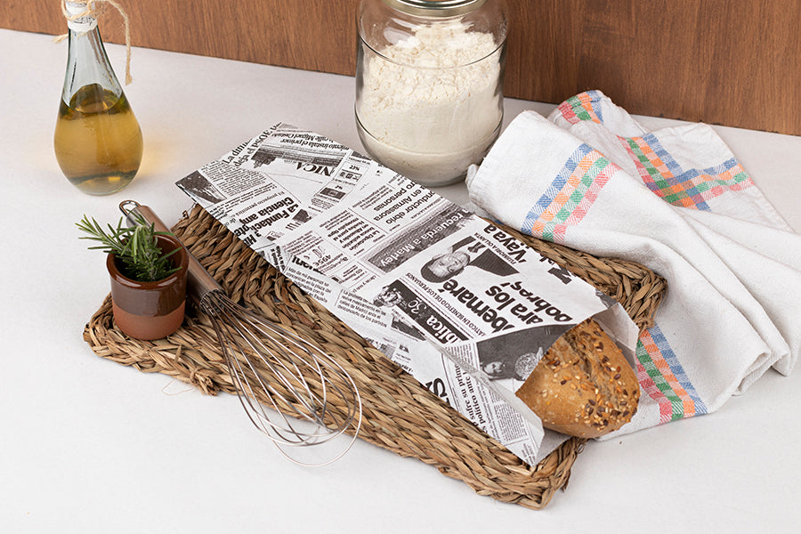 Bolsa Papel Antigrasa 9+5x32cm 35gr. Deco. Prensa 1.000 uds.