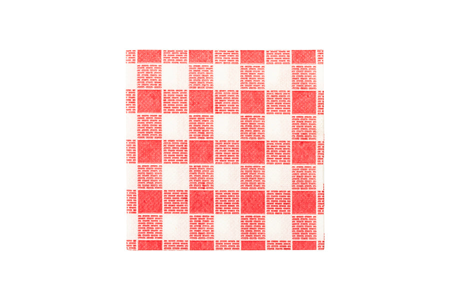 Servilleta Punta Punta 20x20cm Blanca Deco. Vichy Rojo, 100uds 30pq