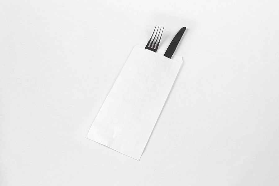 Bolsa Papel Portacubiertos 9x24cm 40gr Blanco, 1.000uds