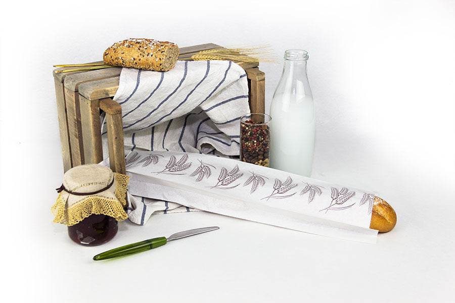 Bolsa Papel 12+6x50cm 40gr Blanco Deco. Espigas, 1.000uds