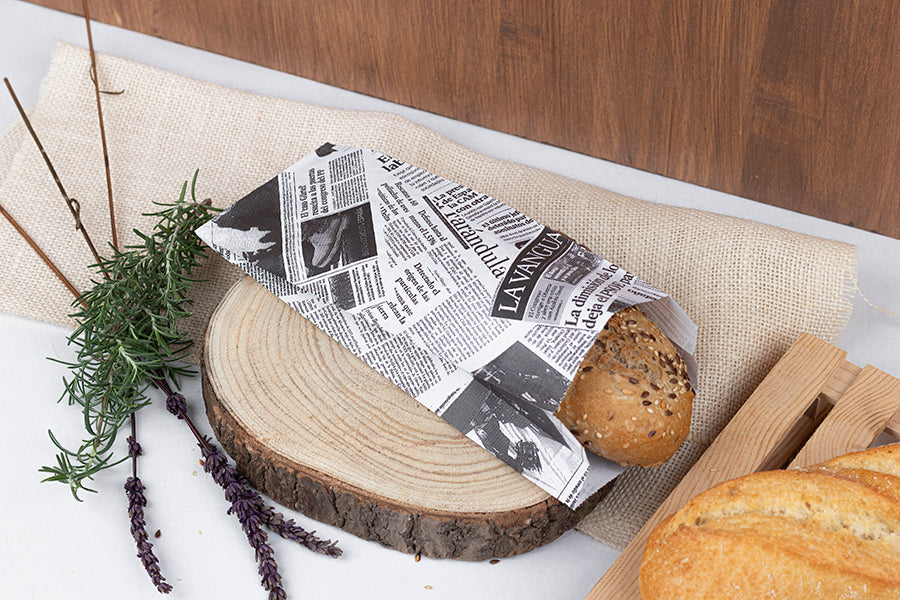 Bolsa Papel 9+5x24cm 40gr Blanco Deco. Prensa, 1.000uds