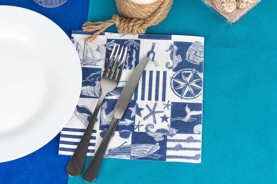 Servilleta Punta Punta 40x40cm Deco. Náutico, 600uds