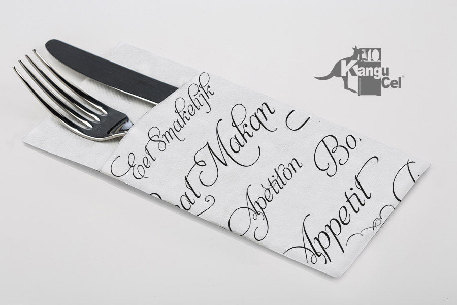 Kangucel 40x40 PP 960 units White Deco. Enjoy your meal.