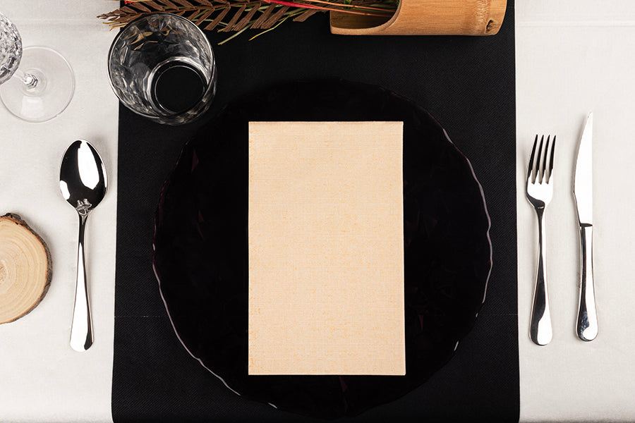 Servilleta Bambulux 30x48cm Pleg. 1/4 Deco. Capri Melocotón, 480uds