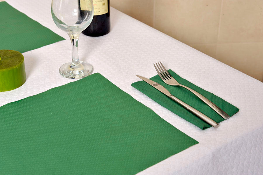 Mantel papel 35x50cm 40gr E Fondo Verde, 1000uds