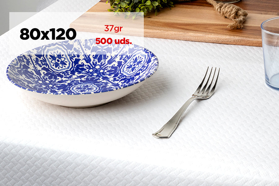 Mantel papel 80x120cm 37gr Blanco, 500uds