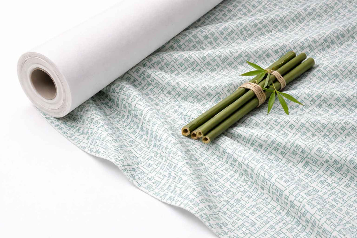 Rollo Mantel Bambulux 1x25m Blanco Deco. Montecarlo Agua Marina