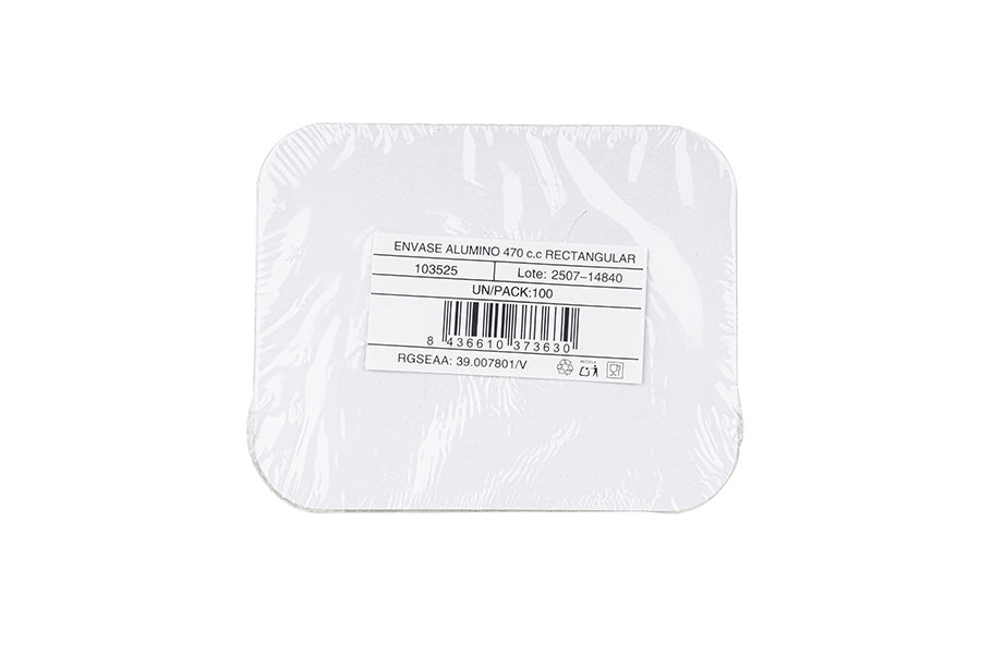 Tapa Envase Aluminio Rectangular 470ml 12pq x 100u
