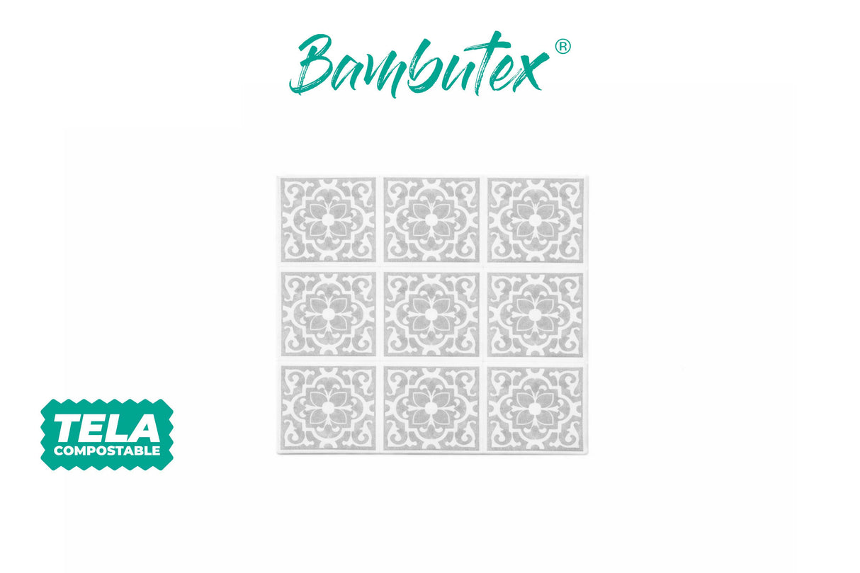 Servilleta Bambutex 40x40cm Deco. Azulejo Gris, 600uds