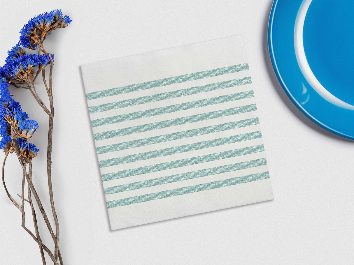 Servilleta Bambutex 48x48cm Blanco Deco. Marino Agua Marina, 300uds